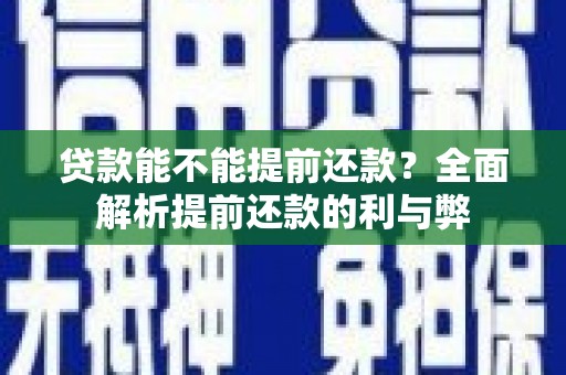 乐东贷款能不能提前还款？全面解析提前还款的利与弊