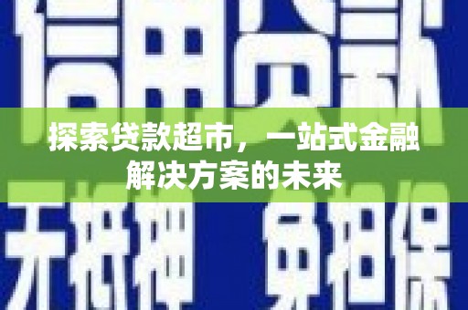 乐东探索贷款超市，一站式金融解决方案的未来
