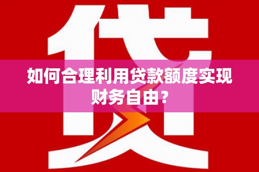 乐东如何合理利用贷款额度实现财务自由？