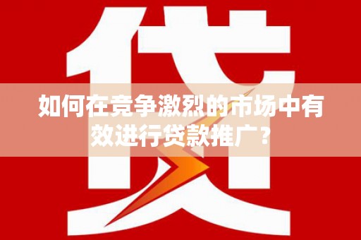 乐东如何在竞争激烈的市场中有效进行贷款推广？
