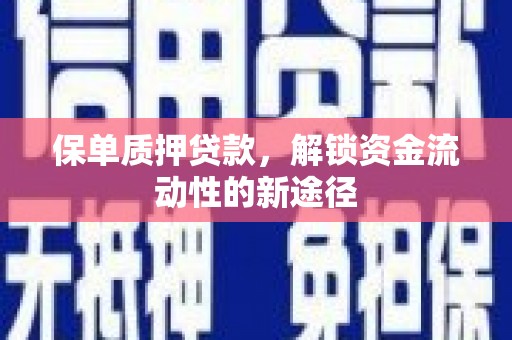乐东保单质押贷款，解锁资金流动性的新途径
