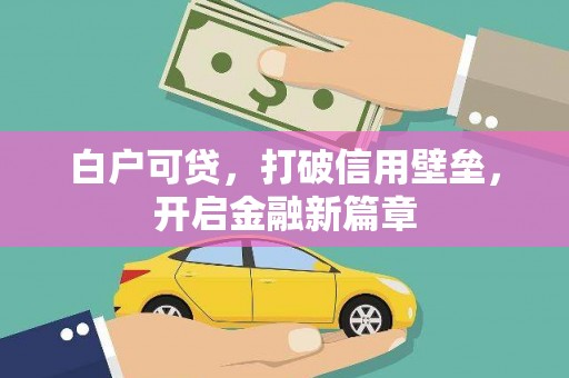 乐东白户可贷，打破信用壁垒，开启金融新篇章