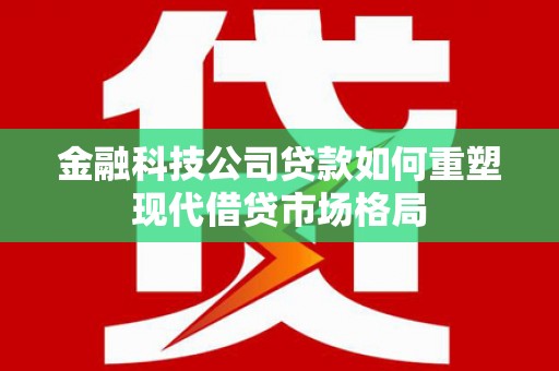 乐东金融科技公司贷款如何重塑现代借贷市场格局