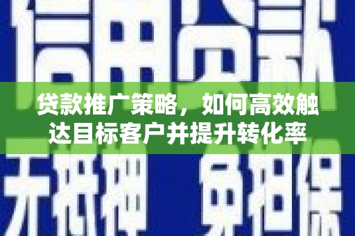 乐东贷款推广策略，如何高效触达目标客户并提升转化率