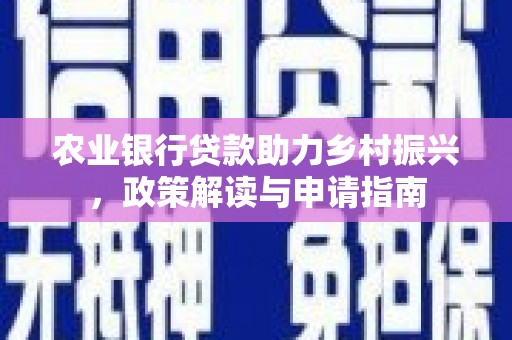乐东农业银行贷款助力乡村振兴，政策解读与申请指南